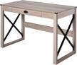 rustic writing desk with x-frame and storage drawer for farmhouse workstation - homcom home office computer desk logo
