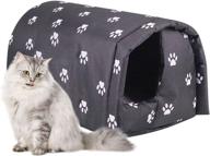 🐱 waterproof foldable shelter for stray cats: outdoor cat house, warm pet cave for winter, weatherproof and anti-slip – feral cat dog puppy kitten tent bed in black logo