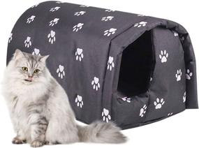 img 4 attached to 🐱 Waterproof Foldable Shelter for Stray Cats: Outdoor Cat House, Warm Pet Cave for Winter, Weatherproof and Anti-Slip – Feral Cat Dog Puppy Kitten Tent Bed in Black