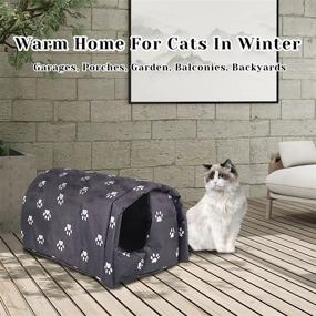 img 1 attached to 🐱 Waterproof Foldable Shelter for Stray Cats: Outdoor Cat House, Warm Pet Cave for Winter, Weatherproof and Anti-Slip – Feral Cat Dog Puppy Kitten Tent Bed in Black