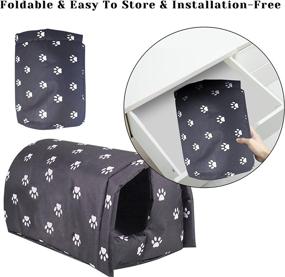 img 2 attached to 🐱 Waterproof Foldable Shelter for Stray Cats: Outdoor Cat House, Warm Pet Cave for Winter, Weatherproof and Anti-Slip – Feral Cat Dog Puppy Kitten Tent Bed in Black