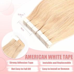img 2 attached to Vlasy Tape In Hair Extensions Human Hair 20Pcs Hair Extensions 12 Inch Tape Ins Straight Seamless Natural Invisible Tape In Extensions Real Human Hair (12 Inch P18K/613#)