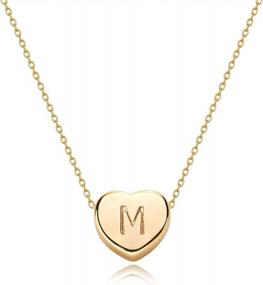 img 4 attached to Personalized Tiny Gold Heart Necklace With Initial - Handmade 14K Gold Filled Choker For Women'S Jewelry Collection