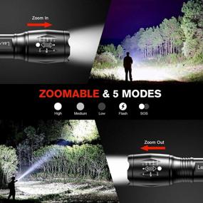 img 1 attached to LETMY LED Tactical Flashlight S2000 [4 Pack] - High Lumens, Zoomable, 5 Modes, Waterproof Handheld LED Flashlight - Best Camping, Outdoor, Emergency, Everyday Flashlights
