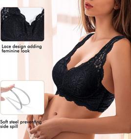img 2 attached to Women'S Lace Bralette Padded Deep V Neck Bra: Wirefree, Adjustable & Plunge For Comfort!