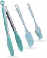 set of silicone-tipped stainless steel tongs, barbecue brush, and basting handle - high heat-resistance and non-stick coating ideal for bbq, cooking, and salad preparation logo