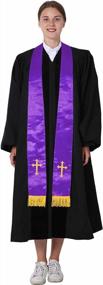 img 2 attached to IvyRobes Embroidered Satin Clergy Stole - Unisex 90" Length - Available In 4 Colors