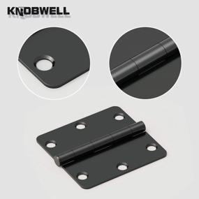 img 3 attached to Matte Black Door Hinge With 1/4" Radius Corners - 3.5 Inch X 3.5 Inch - Ideal For Interior Doors - Pack Of 1 From KNOBWELL