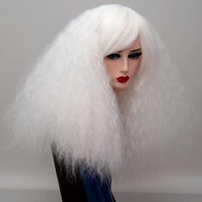 img 2 attached to 💁 Flaunt a Stylish Look with the White Fluffy Short Curly Wig Z079P – Complete with Oblique Bangs and Wig Cap