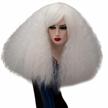 💁 flaunt a stylish look with the white fluffy short curly wig z079p – complete with oblique bangs and wig cap logo