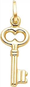 img 3 attached to 14K Yellow Gold Plain Key Charm Pendant Necklace With 1.9Mm Figaro 3+1 Chain