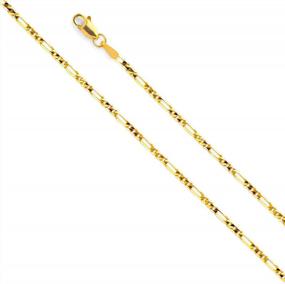 img 1 attached to 14K Yellow Gold Plain Key Charm Pendant Necklace With 1.9Mm Figaro 3+1 Chain