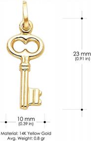 img 2 attached to 14K Yellow Gold Plain Key Charm Pendant Necklace With 1.9Mm Figaro 3+1 Chain