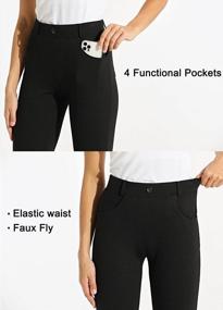 img 1 attached to Женские классические брюки для йоги Брюки Bootcut для работы: 29"-31", 4 кармана, повседневная офисная одежда из эластичного материала (миниатюрная/стандартная)