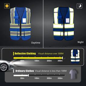 img 1 attached to 2-Tone High Visibility Reflective Safety Vest For Women Men With Pockets Zipper (11 Colors Available)