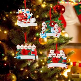 img 4 attached to Индивидуальные рождественские украшения для семьи Санты: персонализированные елочные украшения для семей из 4, 5 или 6 человек - идеальный подарок для друзей и семьи!