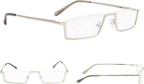 img 1 attached to 👓 Premium 3-Pack Half-Rim Reading Glasses with Spring Hinges: Unisex Readers for Men and Women