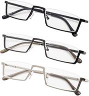 👓 premium 3-pack half-rim reading glasses with spring hinges: unisex readers for men and women logo