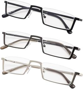 img 4 attached to 👓 Premium 3-Pack Half-Rim Reading Glasses with Spring Hinges: Unisex Readers for Men and Women