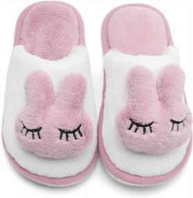 img 3 attached to Kids Winter Warm Slippers Indoor Bedroom Shoes Boys Girls KUBUA