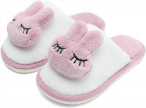 img 4 attached to Kids Winter Warm Slippers Indoor Bedroom Shoes Boys Girls KUBUA