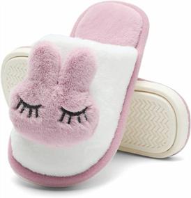 img 2 attached to Kids Winter Warm Slippers Indoor Bedroom Shoes Boys Girls KUBUA