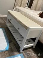 img 1 attached to White Wooden Shoe Storage Bench With Cushioned Seat, Entryway End Of Bed Cabinet For Hallway Living Room - 2 Drawers And Shelf review by Gary Flick