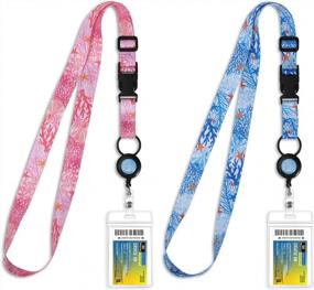 img 4 attached to Secure Your Cruise Ship Card With Waterproof MNGARISTA Retractable Lanyard - 2 Pack Seaweed ID Holder