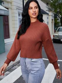 img 1 attached to ZAFUL Ribbed Knit Mock Neck Crop Sweater For Women With Long Sleeves