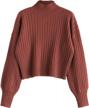 zaful ribbed knit mock neck crop sweater for women with long sleeves logo