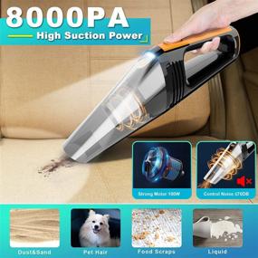 img 2 attached to 🚗 QYHY Car Vacuum Cleaner - Portable High Power 8000PA/100W/DC12V, 16.4Ft Corded Handheld Vacuum with LED Light - Deep Detailing Cleaning Kit for Car Interior - Wet/Dry, Ideal for Men and Women