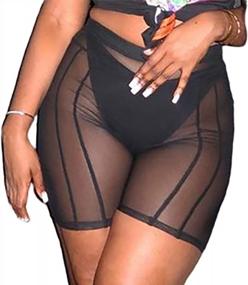 img 4 attached to Sexy Sheer Shorts: Famnbro Women'S High Waisted Mesh Leggings For Unbeatable Style