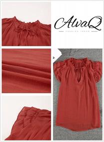 img 1 attached to Stylish Summer Ruffle Shirts For Women: AlvaQ Casual Chiffon Blouse With Short Sleeves And V-Neckline