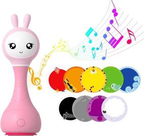 img 4 attached to 🐰 Alilo Bunny Baby Rattle Shaker and Teether Toys: Colorful, Musical, and Educational Infant Toy for 0-12 Months