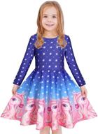 labeca christmas girls' clothing: printed twirly longsleeve dresses logo