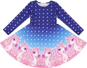 img 2 attached to LaBeca Christmas Girls' Clothing: Printed Twirly Longsleeve Dresses