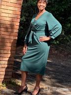 img 1 attached to Verdusa Women'S Plus Size V Neck Lantern Sleeve Midi Belted Bodycon Dress review by Tony Buckley