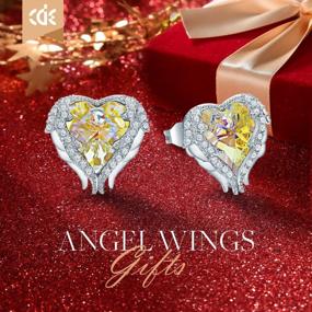 img 2 attached to Angel Wing Stud Earrings For Women - Rhodium Plated Christmas, Mother'S Day, Valentine'S Day Jewelry Gift For Wife, Mom, Girlfriend - CDE Brand