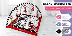img 1 attached to 🖤 3D Playmat & Gym: Black, White, and Red Activity Mat