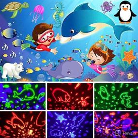 img 2 attached to MIANTANG 2 in 1 360° Rotating Night Light Projector for Kids - Starry Sky and Sea World - 8 Colors Baby Night Lights, Perfect Birthday Party and Festival Gift for Children's Bedroom (White)