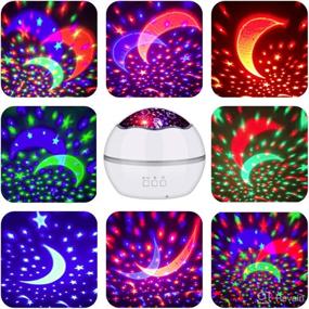 img 3 attached to MIANTANG 2 in 1 360° Rotating Night Light Projector for Kids - Starry Sky and Sea World - 8 Colors Baby Night Lights, Perfect Birthday Party and Festival Gift for Children's Bedroom (White)