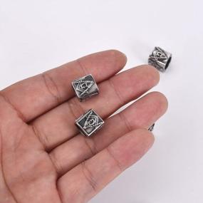 img 2 attached to Set Of 5 Masonic Murano Beads Charms For European Bracelets And Snake Chain Jewelry Making - 8Mm Size