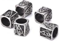 набор из 5 масонских муранских бусин для изготовления европейских браслетов и змеиных цепочек - размер 8 мм логотип