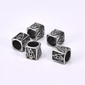 img 1 attached to Set Of 5 Masonic Murano Beads Charms For European Bracelets And Snake Chain Jewelry Making - 8Mm Size