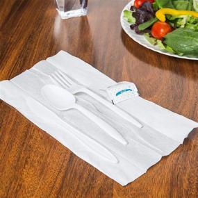 img 1 attached to 🍽️ Convenient and Hygienic 250 Plastic Cutlery Packets - Knife Fork Spoon Napkin Salt Pepper Sets, Individually Wrapped Disposable Utensil Kits - White Plastic Silverware for Bulk and On-the-go Use