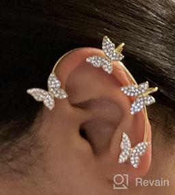 img 6 attached to 🦋 Zircon Butterfly Earrings: Stylish No-Piercing Ear Clip for Women & Girls