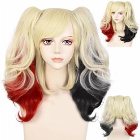 img 4 attached to JoneTing Blonde Cosplay Wig With Red Ombre And Ponytails - Perfect For Anime Cosplay, Halloween, And Dress-Up
