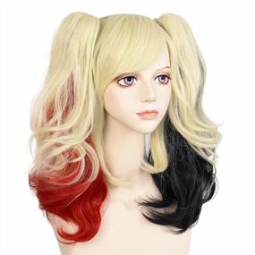 img 2 attached to JoneTing Blonde Cosplay Wig With Red Ombre And Ponytails - Perfect For Anime Cosplay, Halloween, And Dress-Up