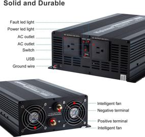 img 2 attached to 🔌 High-Performance 3000W Inverter: 12V to 110V/120V, Hiplussun Modified Sine Wave Inverter with USB Port and Dual AC Outlets