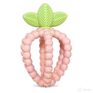 razbaby silicone teething toy - textured berrybumps soothing relief for babies' sore gums - pink logo